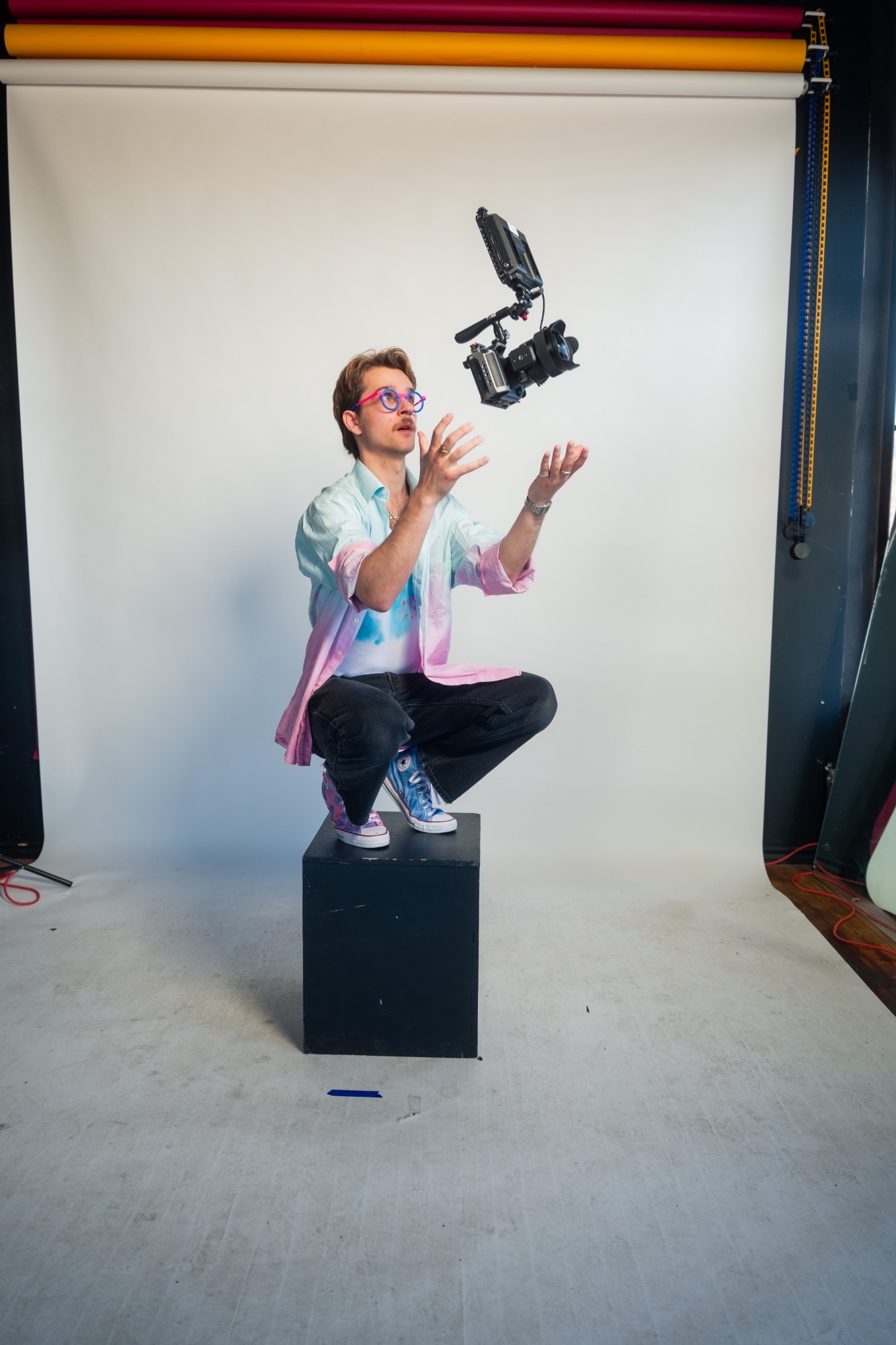 Jake Stendel tossing a cinema camera